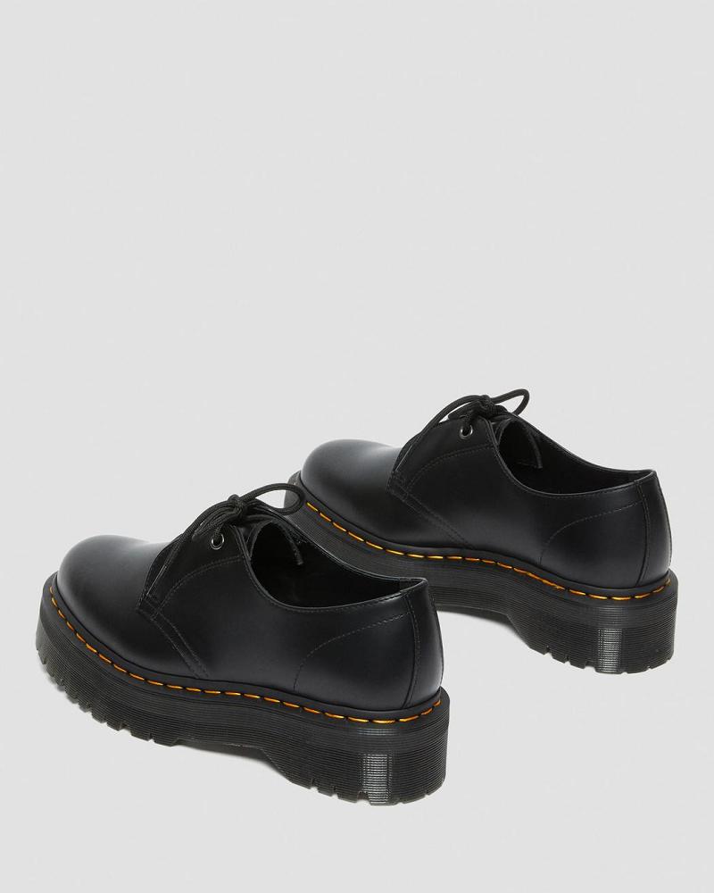 Black Men's Dr Martens Jarrick Lo Smooth Leather Platform Shoes | CA 626AHK